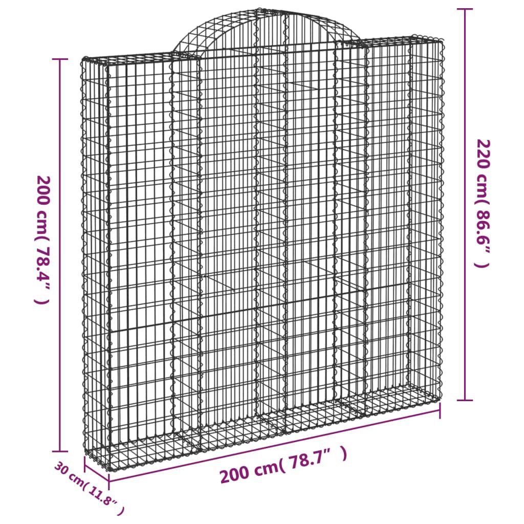 vidaXL Συρματοκιβώτια Τοξωτά 7 τεμ. 200x30x200/220 εκ. Γαλβαν. Ατσάλι