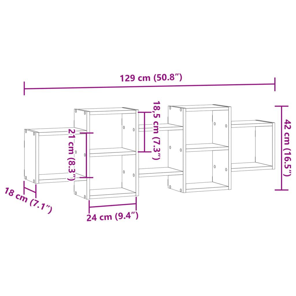 vidaXL Ραφιέρα Τοίχου Όψη Παλαιού Ξύλου 129x18x42 εκ. από Επεξ. Ξύλο