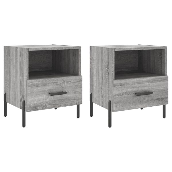 vidaXL Κομοδίνα 2 τεμ. Γκρι Sonoma 40 x 35 x 47,5 εκ. Επεξεργ. Ξύλο