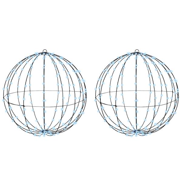 vidaXL Μπάλα με 384 LED 2 pcs Ψυχρό λευκό 60 cm Μέταλλο
