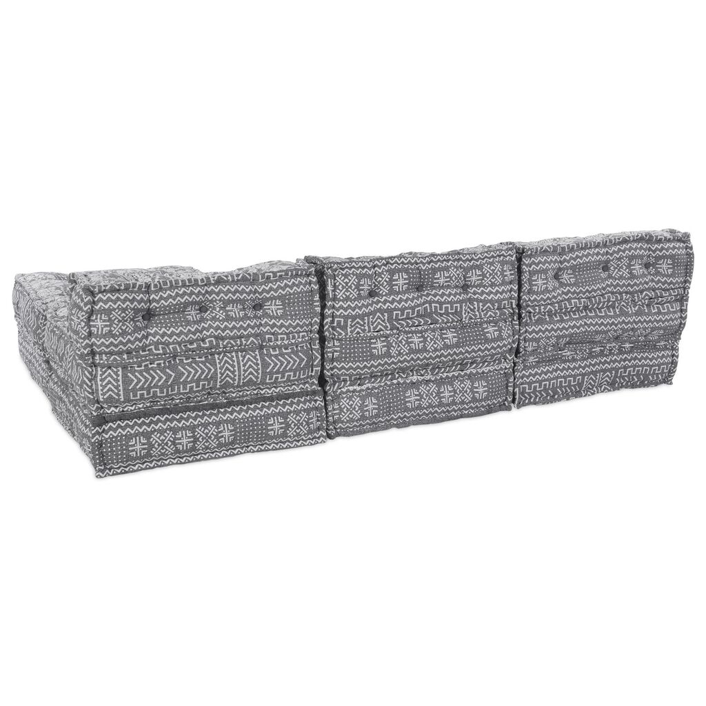 vidaXL Καναπές Με 4 Θέσεις Modular Pouffe, Μετατρέψιμος, Ανοιχτό Γκρι Υφάσμα