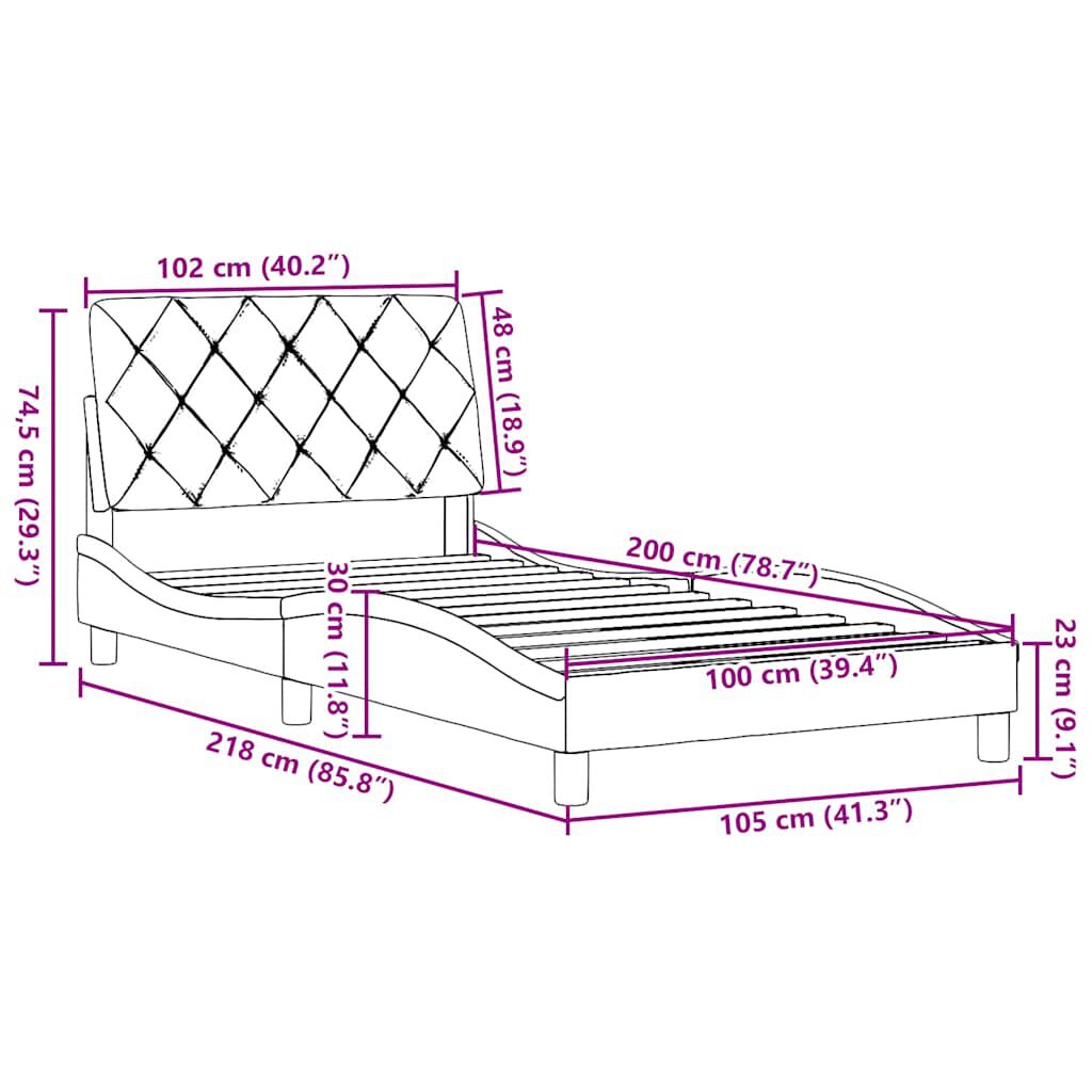 vidaXL Σκελετός Κρεβατιού Χωρίς Στρώμα Κρεμ 100 x 200 εκ. Υφασμάτινο