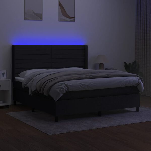 vidaXL &Kappa;&rho;&epsilon;&beta;ά&tau;&iota; Boxspring &mu;&epsilon; &Sigma;&tau;&rho;ώ&mu;&alpha; & LED &Mu;&alpha;ύ&rho;&omicron; 160x200 &epsilon;&kappa;. &Upsilon;&phi;&alpha;&sigma;&mu;ά&tau;&iota;&nu;&omicron;