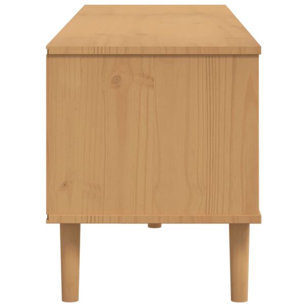 vidaXL Έπιπλο Τηλεόρασης SENJA Καφέ / Ρατάν 158x40x49 εκ. Μασίφ Πεύκο