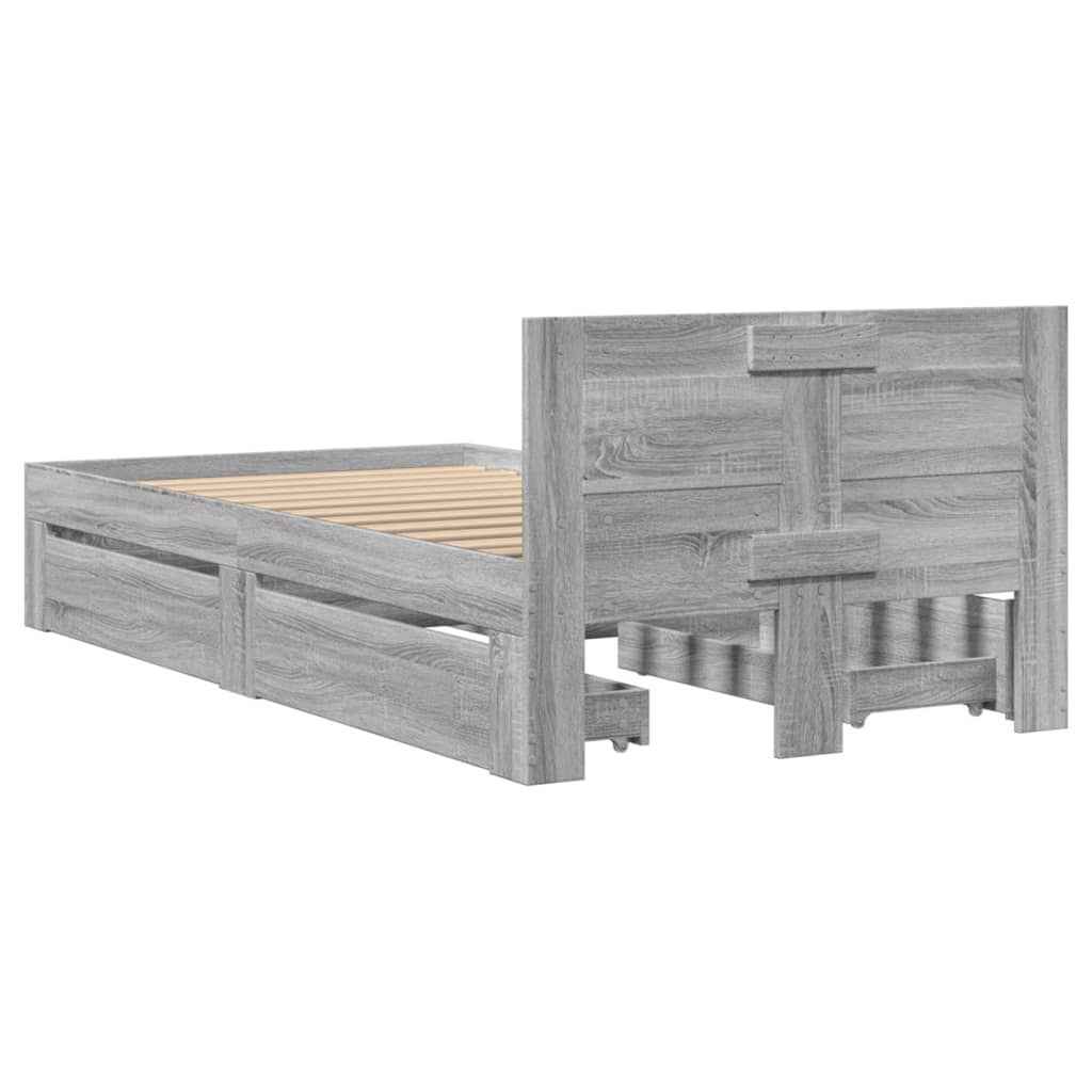 vidaXL Πλαίσιο Κρεβατιού με Κεφαλάρι Γκρι Sonoma 90x190 εκ. Επεξ. Ξύλο