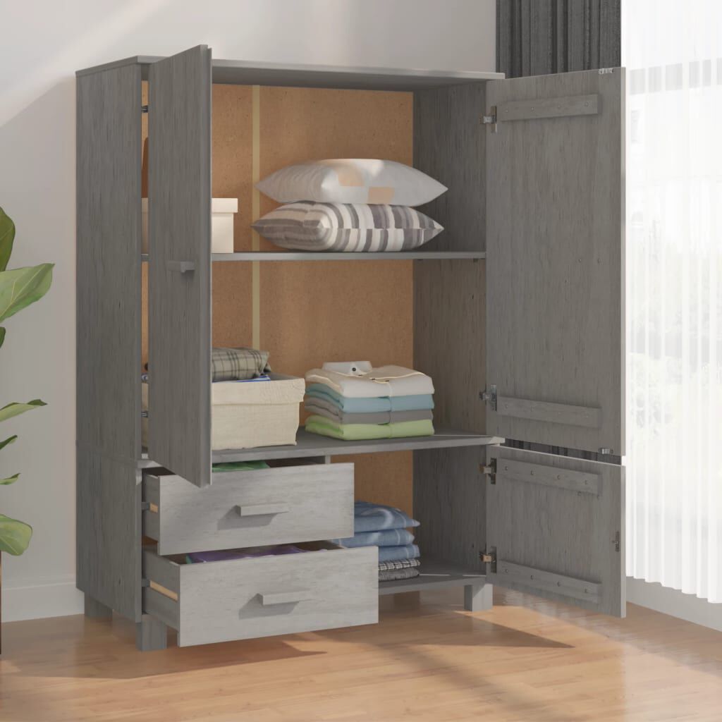 vidaXL Ντουλάπα HAMAR Αν. Γκρι 99 x 45 x 137εκ. από Μασίφ Ξύλο Πεύκου