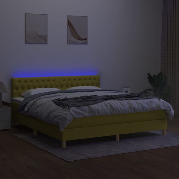 vidaXL &Kappa;&rho;&epsilon;&beta;ά&tau;&iota; Boxspring &mu;&epsilon; &Sigma;&tau;&rho;ώ&mu;&alpha; & LED &Pi;&rho;ά&sigma;&iota;&nu;&omicron; 180x200 &epsilon;&kappa; &Upsilon;&phi;&alpha;&sigma;&mu;ά&tau;&iota;&nu;&omicron;