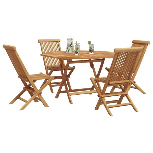 vidaXL Σέτ φαγητού για κήπο 5 pcs Καφέ Μασίφ ξύλο teak