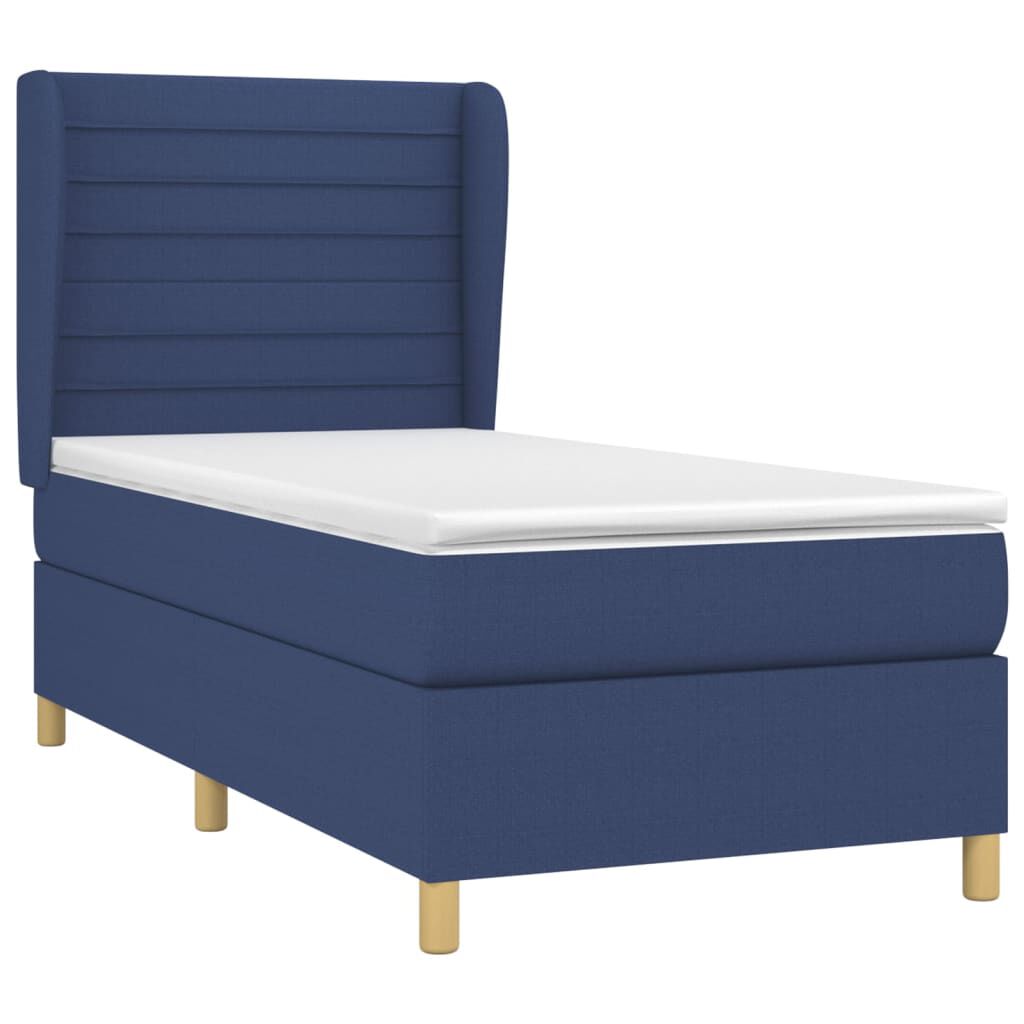 vidaXL Κρεβάτι Boxspring με Στρώμα Μπλε 80x200 εκ. Υφασμάτινο