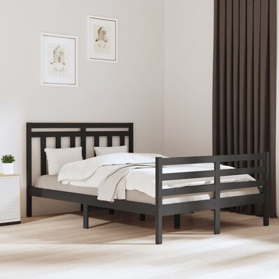vidaXL Πλαίσιο Κρεβατιού Γκρι 140x200 εκ. από Μασίφ Ξύλο