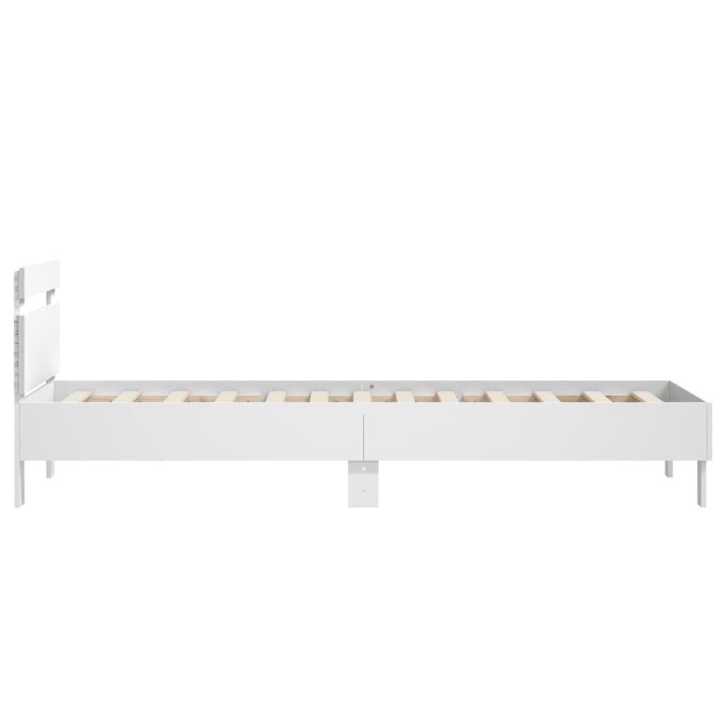 vidaXL Πλαίσιο Κρεβατιού με Κεφαλάρι & λυχνίες LED Λευκό 75 x 190 εκ.