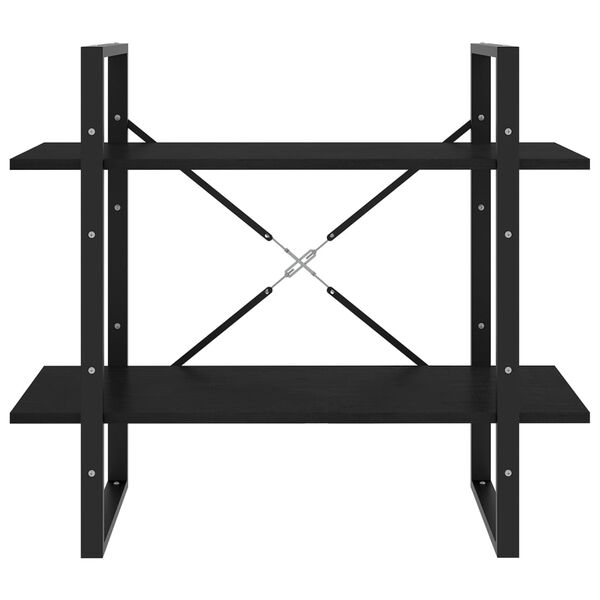 vidaXL Βιβλιοθήκη με 2 Ράφια Μαύρη 80 x 30 x 70 εκ. Μασίφ Ξύλο Πεύκου