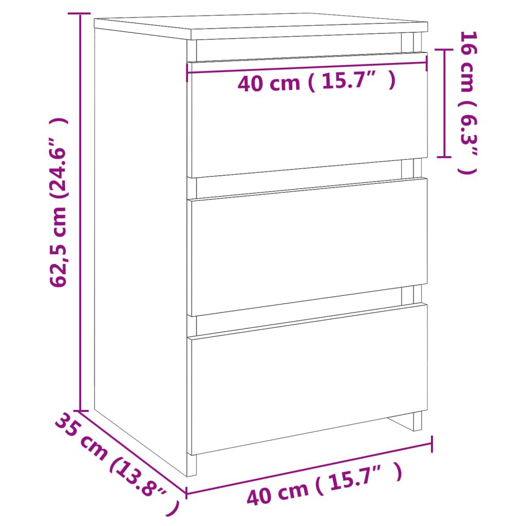 vidaXL Κομοδίνο Sonoma Δρυς 40 x 35 x 62,5 εκ. από Επεξ. Ξύλο