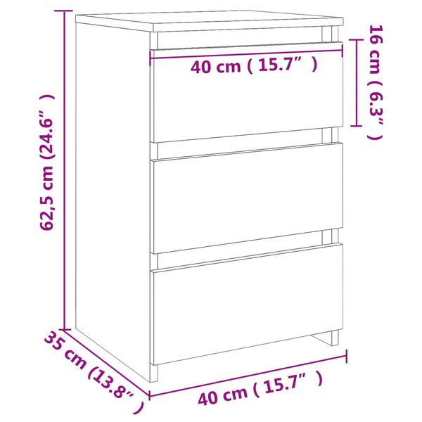 vidaXL Κομοδίνο Sonoma Δρυς 40 x 35 x 62,5 εκ. από Επεξ. Ξύλο