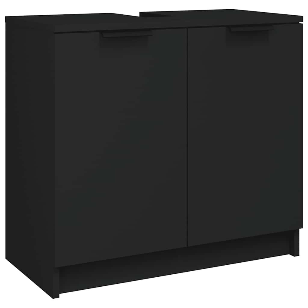 vidaXL Ντουλάπι Μπάνιου Μαύρο 64,5 x 33,5 x 59 εκ. από Επεξεργ. Ξύλο