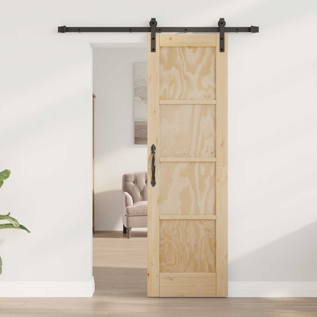 vidaXL Σύρτης Πόρτα με Σετ Υλικών 61x198.5 εκ. Στερεού Ξύλου Πεύκου