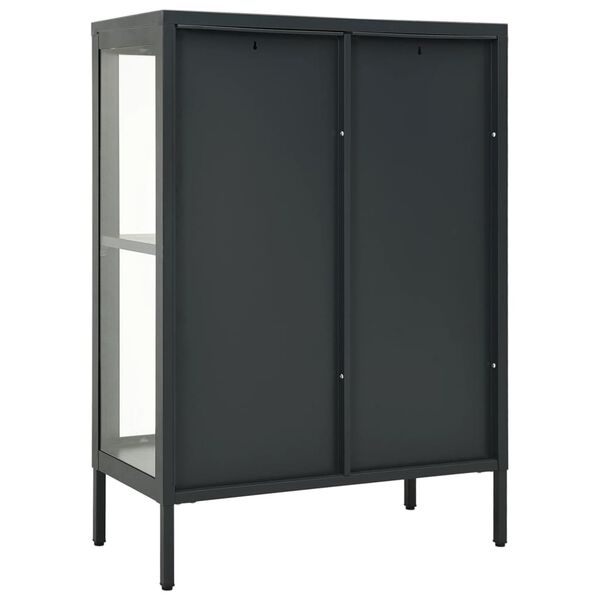 vidaXL Μπουφές Ανθρακί 75 x 35 x 105 εκ. από Ατσάλι και Γυαλί