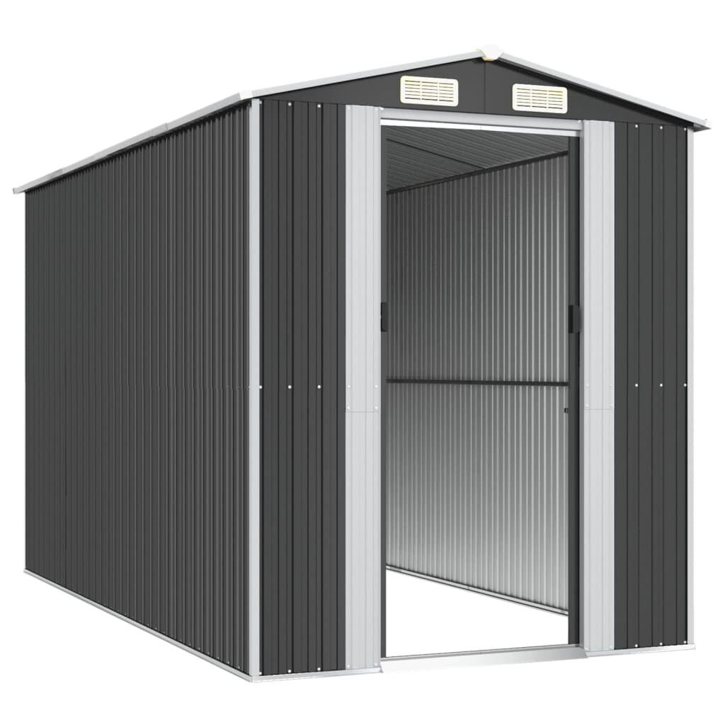 vidaXL Αποθήκη Κήπου Ανθρακί 192x357x223 εκ. Γαλβανισμένο Ατσάλι