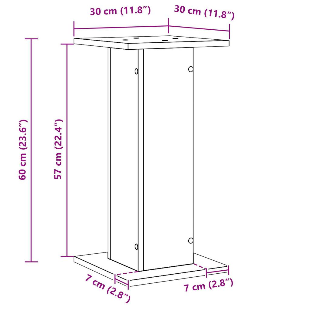 vidaXL Σταντ Ηχείων 2 τμχ Μαύρη Δρυς 30x30x60 εκ Φτιαγμένο από Ξύλο