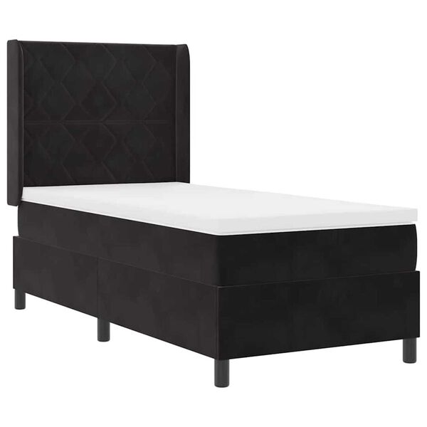 vidaXL Κρεβάτι με ελατήρια με κεφαλάρι Μαύρο 100 x 200 cm Βελούδο