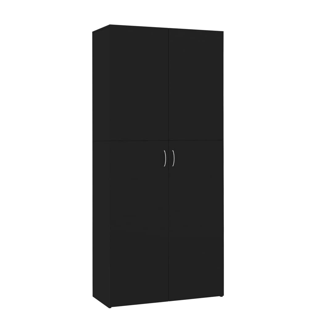 vidaXL Παπουτσοθήκη Μαύρη 80 x 35,5 x 180 εκ. από Επεξ. Ξύλο