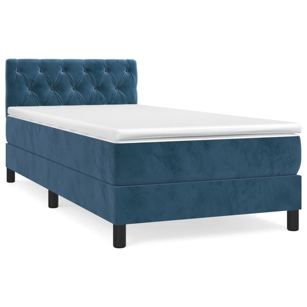 vidaXL Κρεβάτι Boxspring με Στρώμα Σκούρο Μπλε 80 x 200 εκ. Βελούδινο