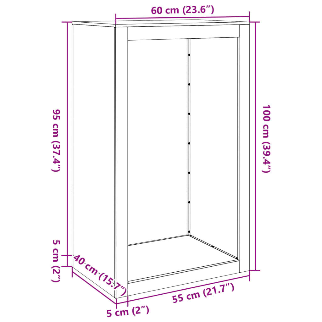 vidaXL Ράφι Καυσόξυλων Ανθρακί 60x40x100 εκ. Ατσάλινο