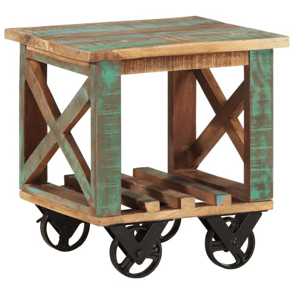 vidaXL Τραπεζάκι με Τροχούς 40x40x42 εκ. από Μασίφ Ανακυκλωμένο Ξύλο