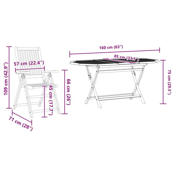 vidaXL Σέτ φαγητού για κήπο 5 pcs Καφέ Μασίφ ξύλο ακακίας