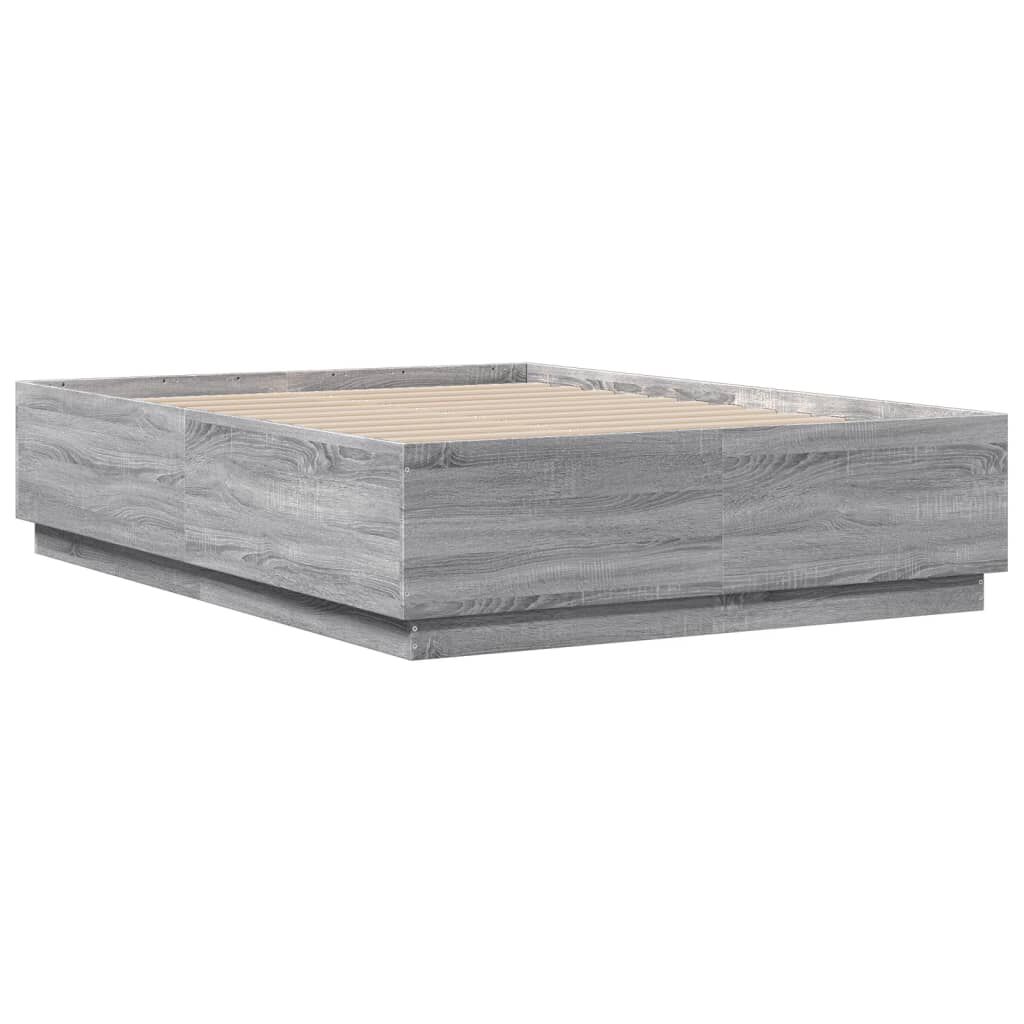 vidaXL Πλαίσιο Κρεβατιού Γκρι Sonoma 135x190 εκ. Επεξεργασμένο Ξύλο