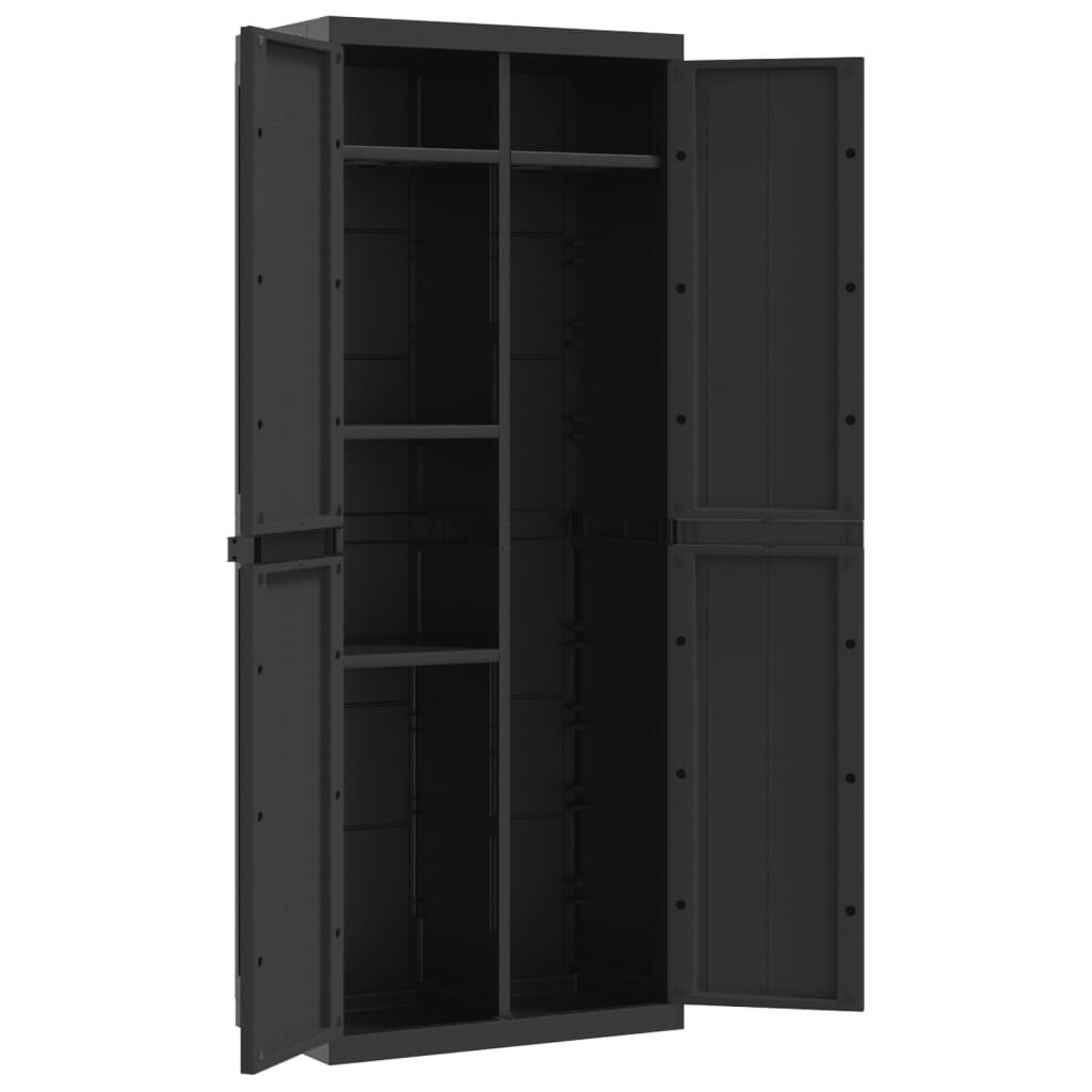vidaXL Ντουλάπι Αποθ. Εξ. Χώρου Μαύρο 65x37x165εκ. Πολυπροπυλένιο