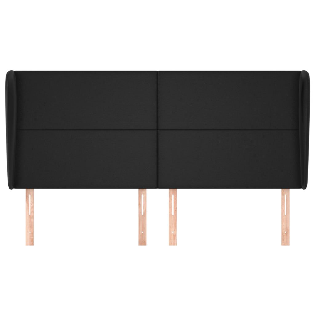 vidaXL Κεφαλάρι με Πτερύγια Μαύρο 203x23x118/128 εκ. Συνθ. Δέρμα