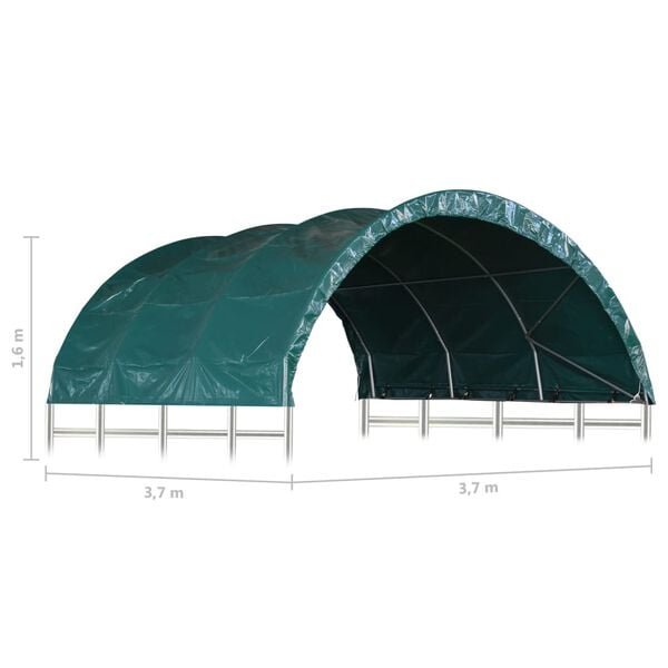 vidaXL Τέντα Κτηνοτροφίας Πράσινη 3,7 x 3,7 μ. από PVC