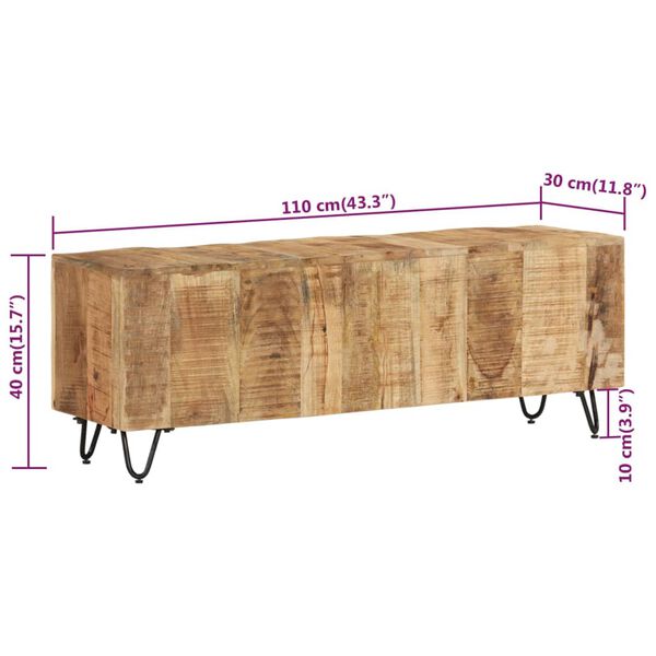 vidaXL Έπιπλο Τηλεόρασης 110 x 30 x 40 εκ. από Μασίφ Ξύλο Μάνγκο