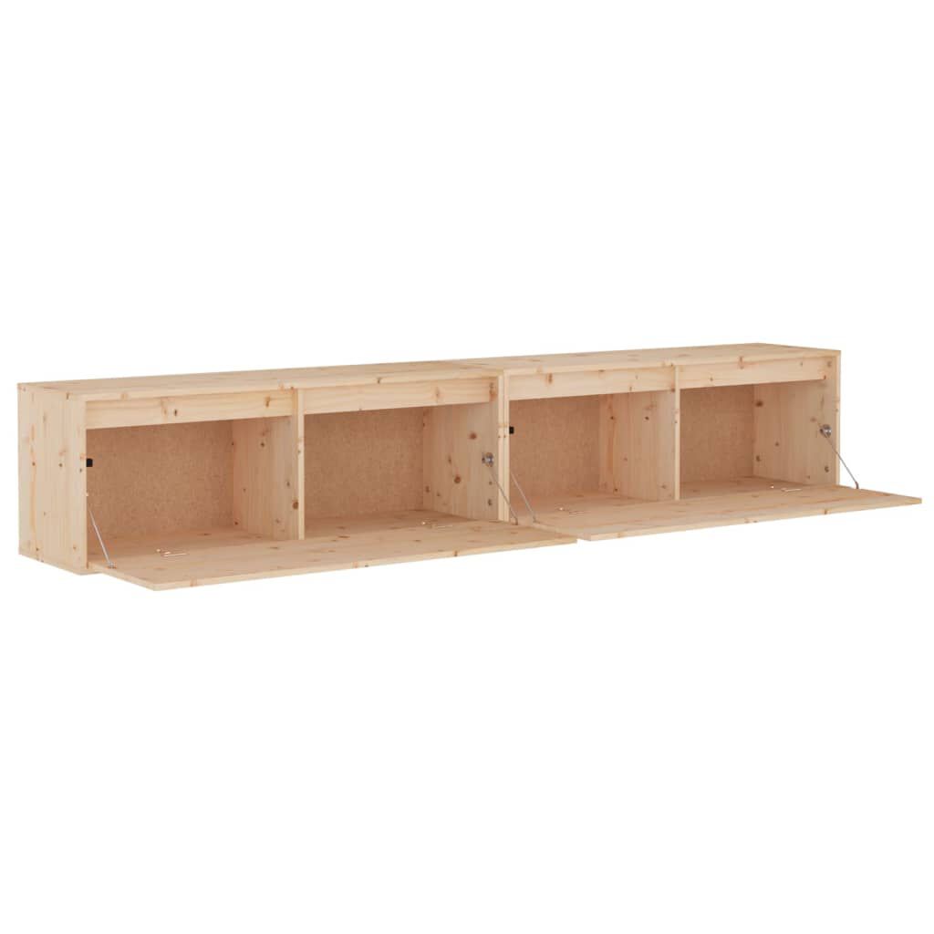 vidaXL Ντουλάπια Τοίχου 2 τεμ. 100 x 30 x 35 εκ. από Μασίφ Ξύλο Πεύκου