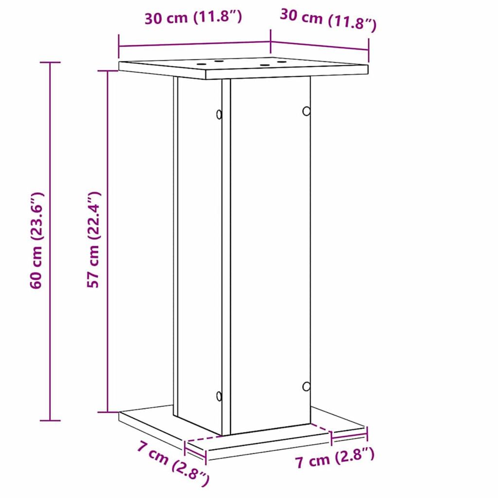 vidaXL Βάσεις Ηχείων με ράφι 2 pcs Μαύρη δρυς Επεξεργασμένο ξύλο
