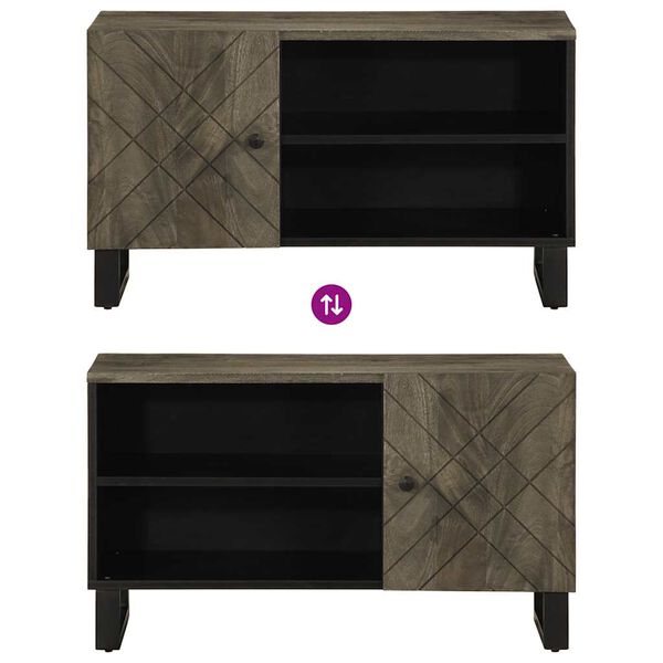 vidaXL Έπιπλο Τηλεόρασης Μαύρο 80 x 33 x 46 εκ. από Μασίφ Ξύλο Μάνγκο