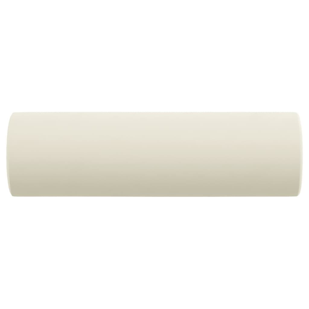 vidaXL Μαξιλάρια Διακοσμητικά 2 τεμ. Κρεμ Ø15x50 εκ. Βελούδινα