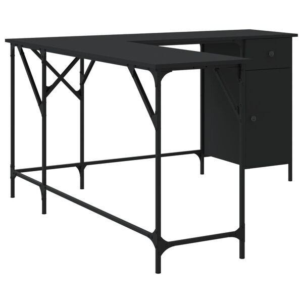 vidaXL Γραφείο Μαύρο 141 x 141 x 75 εκ. από Επεξεργασμένο Ξύλο