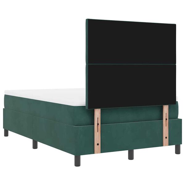 vidaXL Κρεβάτι με ελατήρια Σκούρο πράσινο 120 x 190 cm Βελούδο