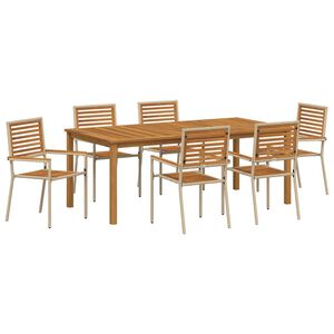 vidaXL &Sigma;έ&tau; &phi;&alpha;&gamma;&eta;&tau;&omicron;ύ &gamma;&iota;&alpha; &kappa;ή&pi;&omicron; 7 pcs &Mu;&pi;&epsilon;&zeta; &Sigma;&tau;&epsilon;&rho;&epsilon;ό &Xi;ύ&lambda;&omicron; &Alpha;&kappa;&alpha;&kappa;ί&alpha;&sigmaf;