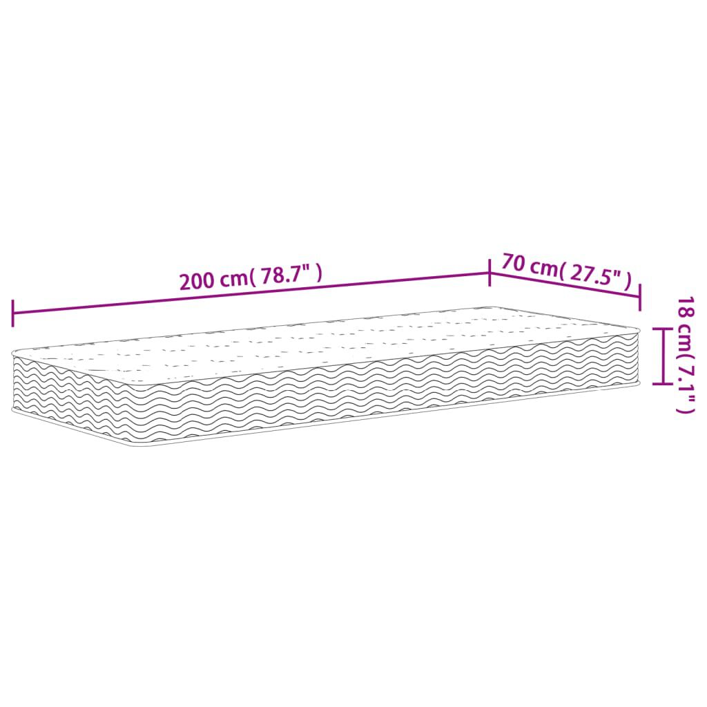 vidaXL Στρώμα με Bonnell Springs Μεσαία Σκληρότητα 70x200 εκ.