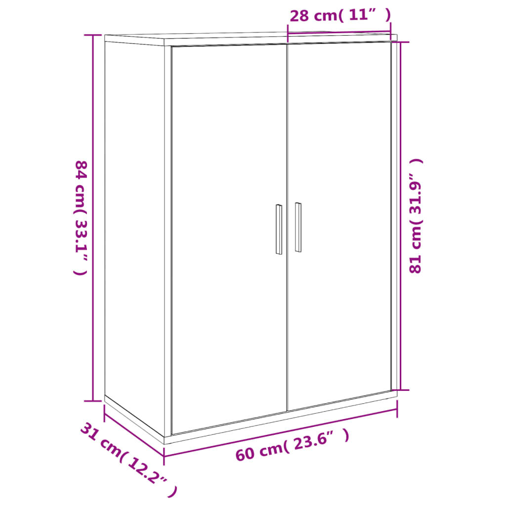 vidaXL Βοηθητικά Ντουλάπια 2 τεμ. Γκρι Sonoma 60x31x84 εκ. Επεξ. Ξύλο