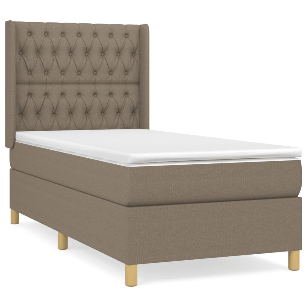 vidaXL Κρεβάτι Boxspring με Στρώμα Taupe 90x190 εκ.Υφασμάτινο