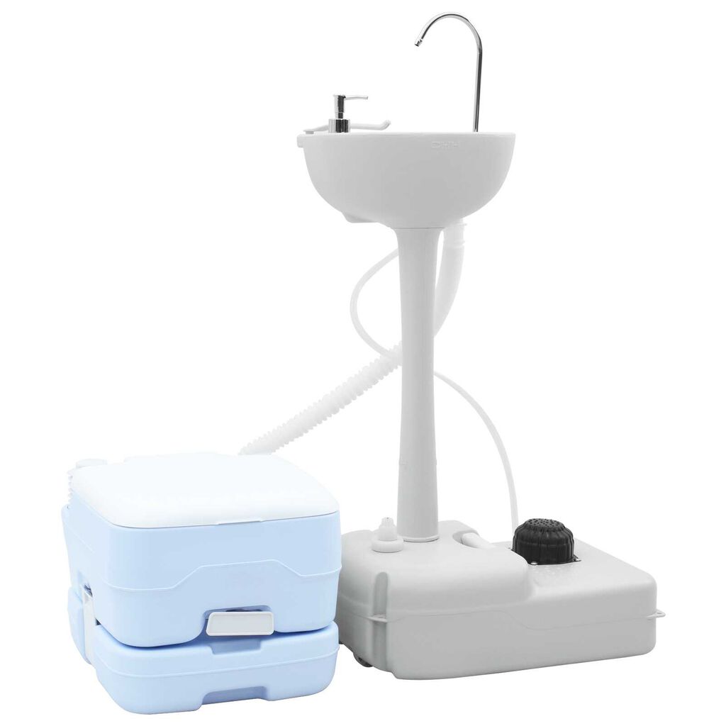 vidaXL Τουαλέτα Κάμπινγκ 2 pcs Μπλε και άσπρο 50.5 x 33 x 103 εκ