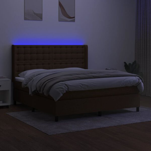vidaXL &Kappa;&rho;&epsilon;&beta;ά&tau;&iota; Boxspring &mu;&epsilon; &Sigma;&tau;&rho;ώ&mu;&alpha; & LED &Sigma;&kappa;.&Kappa;&alpha;&phi;έ 180x200&epsilon;&kappa;. &Upsilon;&phi;&alpha;&sigma;&mu;ά&tau;&iota;&nu;&omicron;