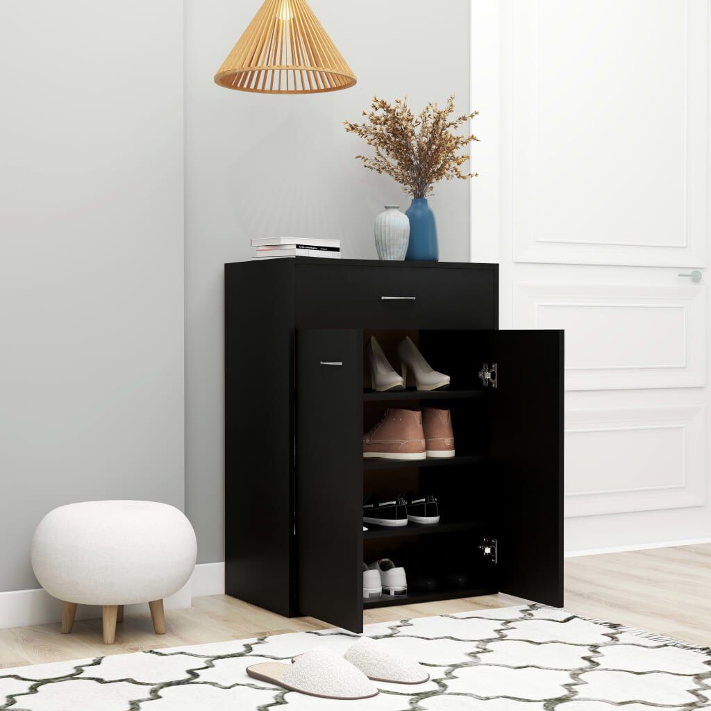 vidaXL Παπουτσοθήκη Μαύρη 60 x 35 x 84 εκ. από Επεξ. Ξύλο