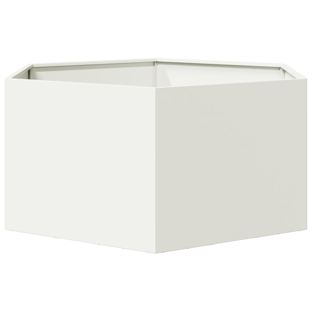 vidaXL Ζαρντινιέρα Κήπου Εξάγωνη Λευκή 104x90x45 εκ. Ατσάλι
