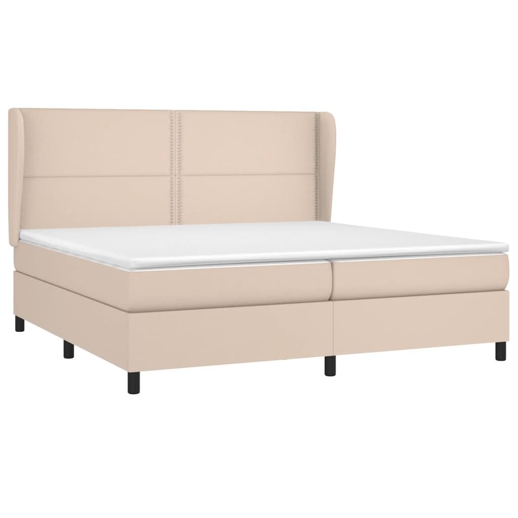 vidaXL Κρεβάτι Boxspring με Στρώμα Καπουτσίνο 200x200εκ.από Συνθ.Δέρμα