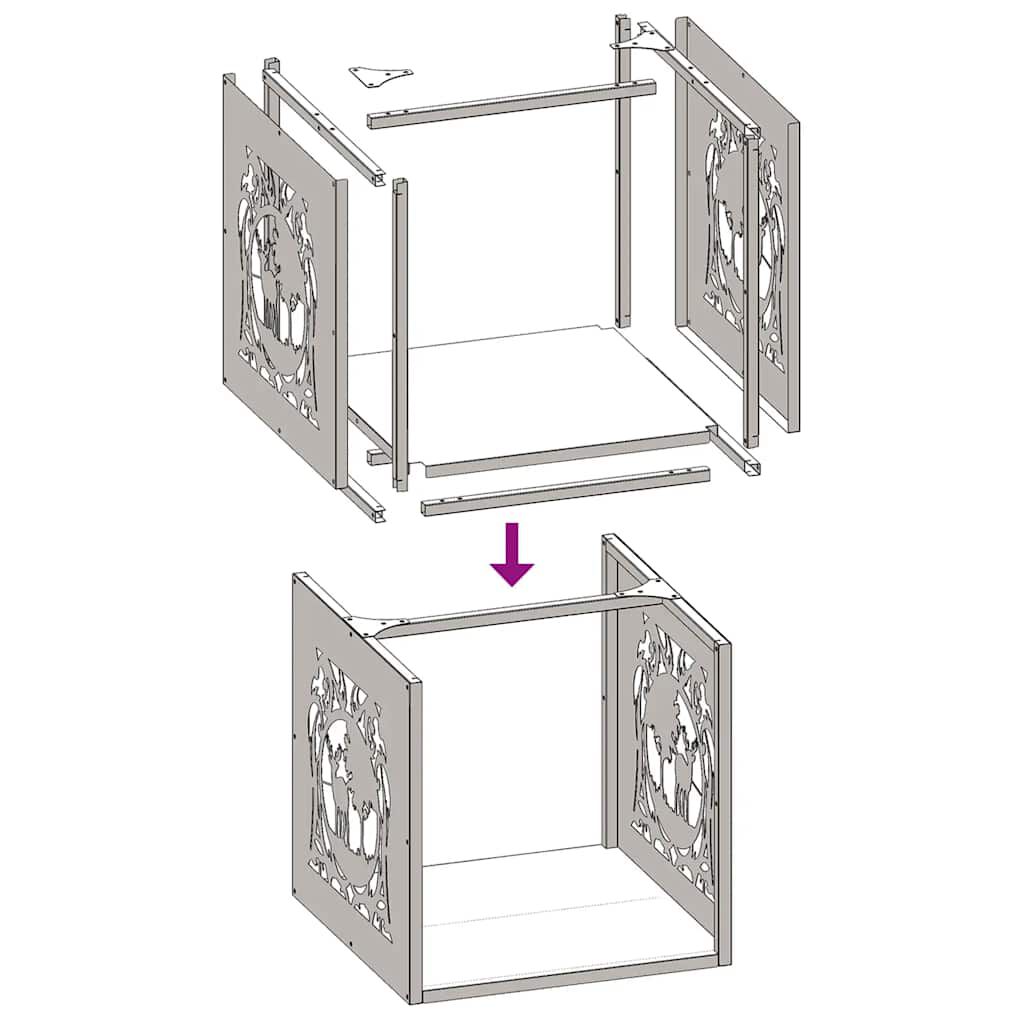 Ράφι για καυσόξυλα vidaXL 40x40x40 cm Ατσάλι σκληρυθέν στον αέρα